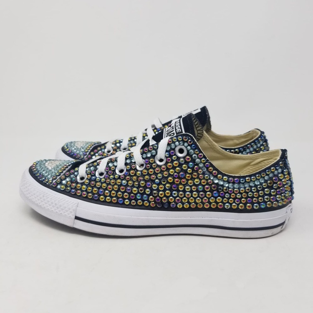 Converse Chuck Taylor Low Custom Bling Rhinestones Shoes Size 8.5 Women’s